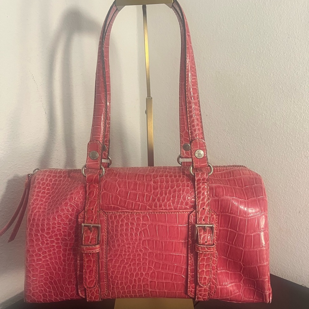 Elegant Pink Liz Claiborne Crocodile-Embossed Handbag